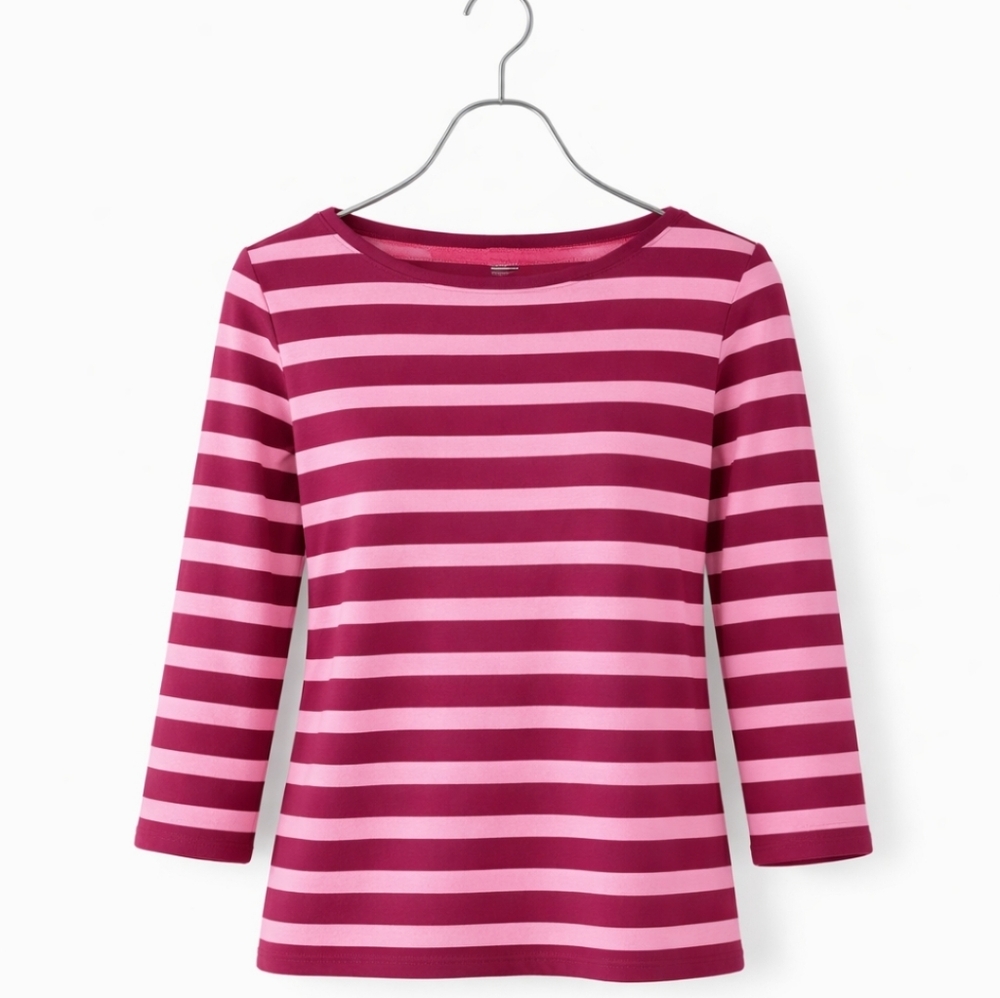 Talbots Pink Striped Long Sleeve Tee Womens Sz LP